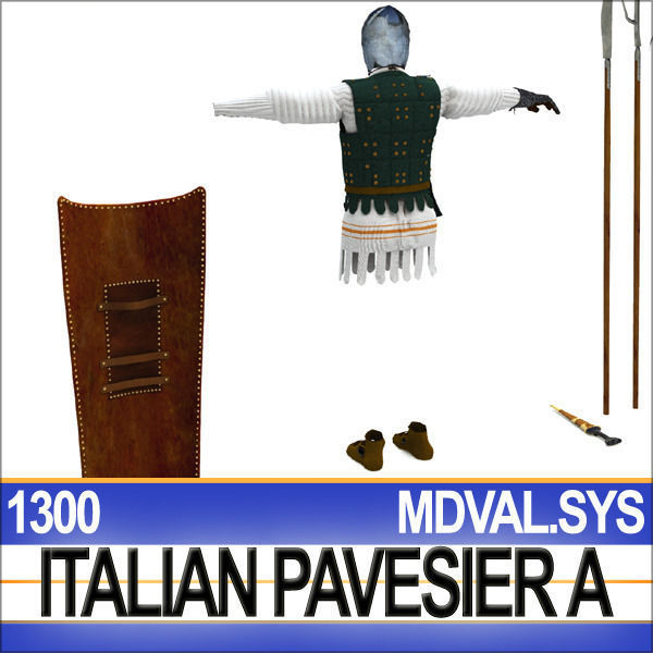 Italian Pavesier Soldier Props 1300 Poser Daz 3D model_16