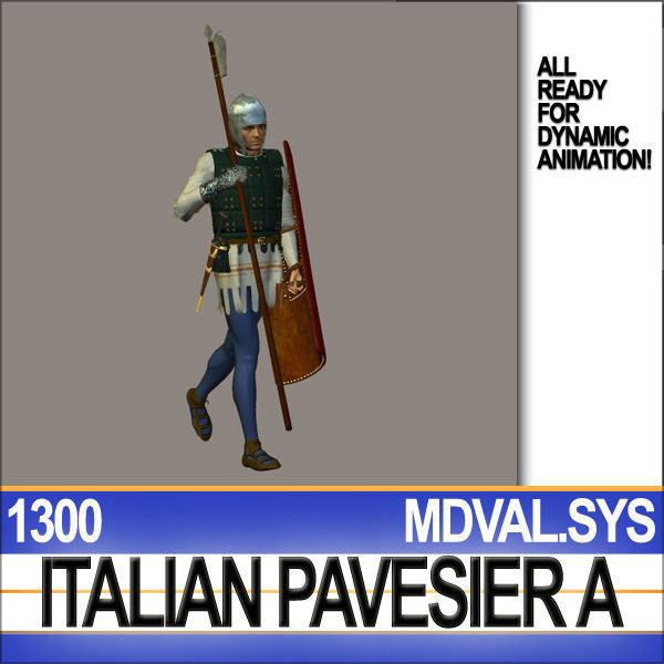 Italian Pavesier Soldier Props 1300 Poser Daz 3D model_28