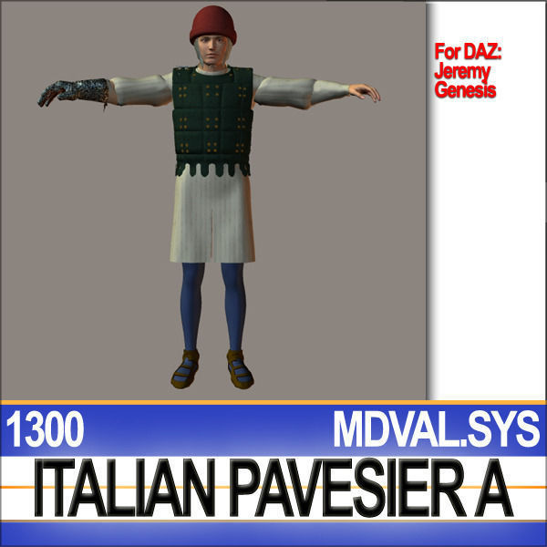 Italian Pavesier Soldier Props 1300 Poser Daz 3D model_25