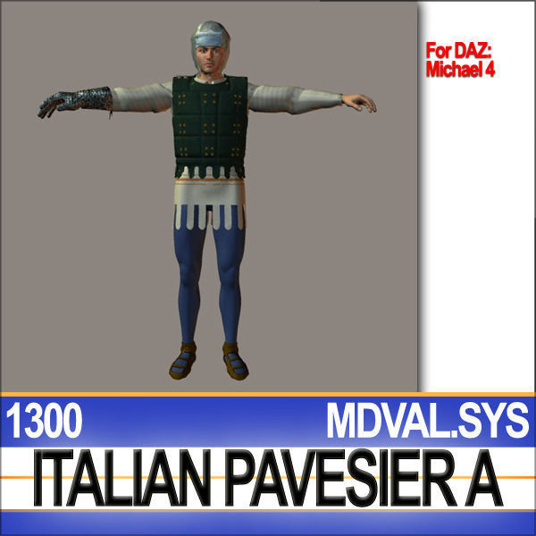 Italian Pavesier Soldier Props 1300 Poser Daz 3D model_27