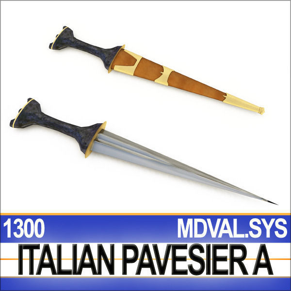 Italian Pavesier Soldier Props 1300 Poser Daz 3D model_22