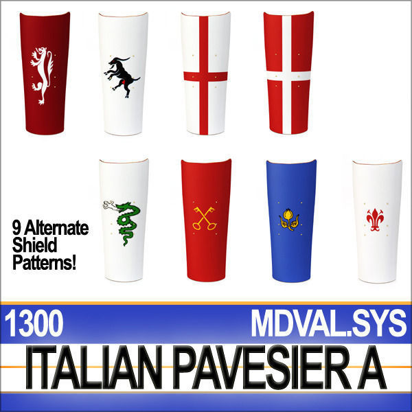 Italian Pavesier Soldier Props 1300 Poser Daz 3D model_18