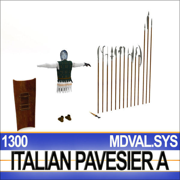 Italian Pavesier Soldier Props 1300 Poser Daz 3D model_15