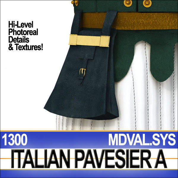 Italian Pavesier Soldier Props 1300 Poser Daz 3D model_7