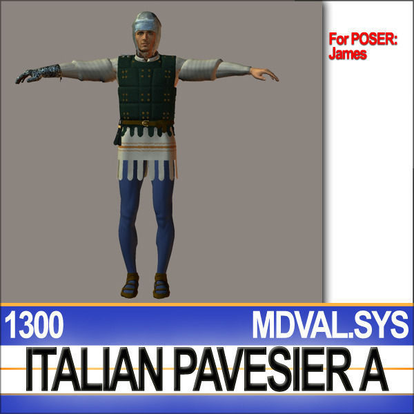 Italian Pavesier Soldier Props 1300 Poser Daz 3D model_24
