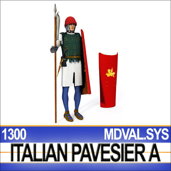 Italian Pavesier Soldier Props 1300 Poser Daz 3D model_8
