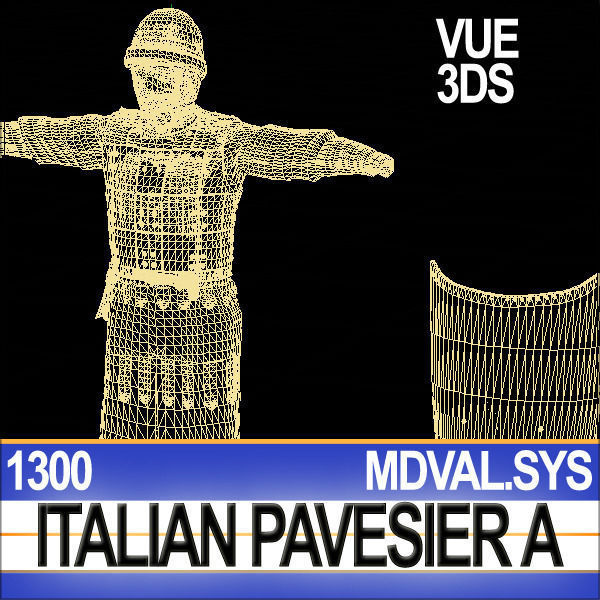 Italian Pavesier Soldier Props 1300 Poser Daz 3D model_30