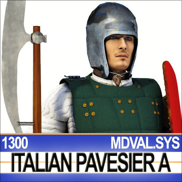 Italian Pavesier Soldier Props 1300 Poser Daz 3D model_9
