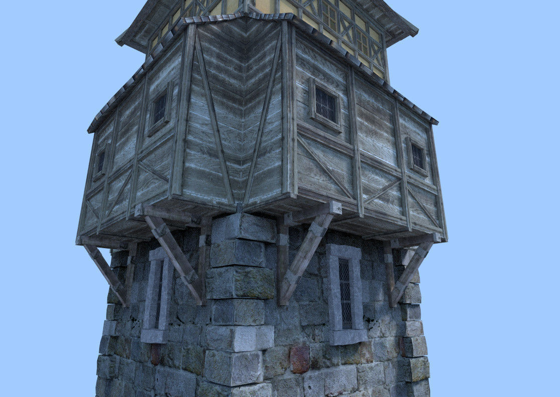 medieval watch tower  3D model_9