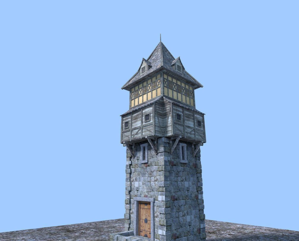 medieval watch tower  3D model_5