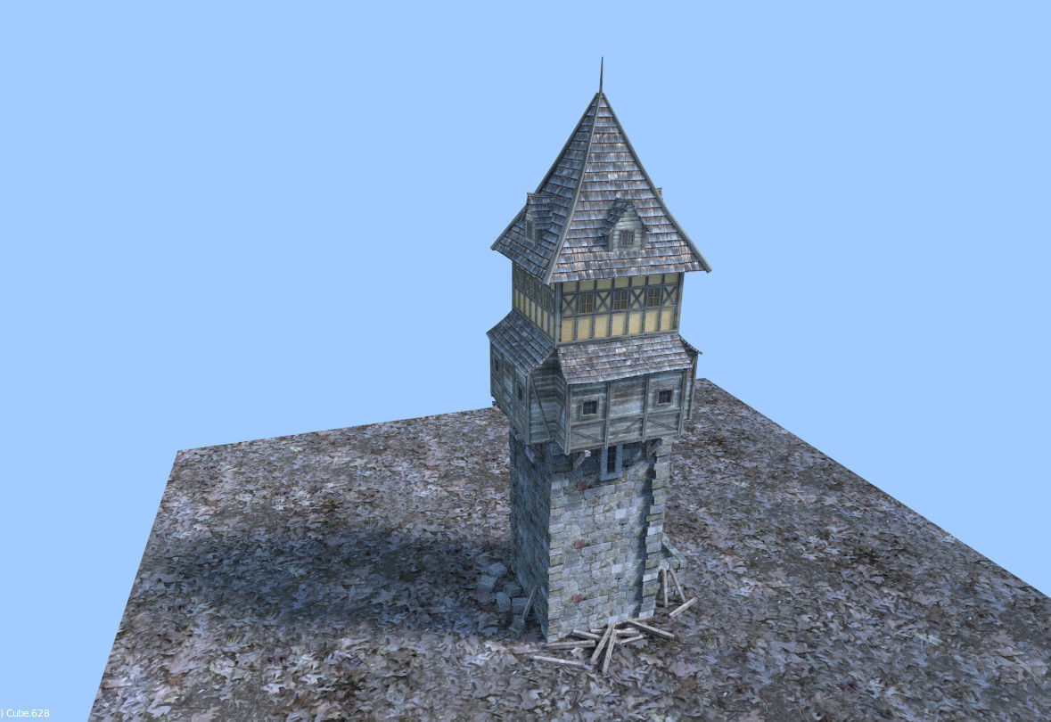 medieval watch tower  3D model_4