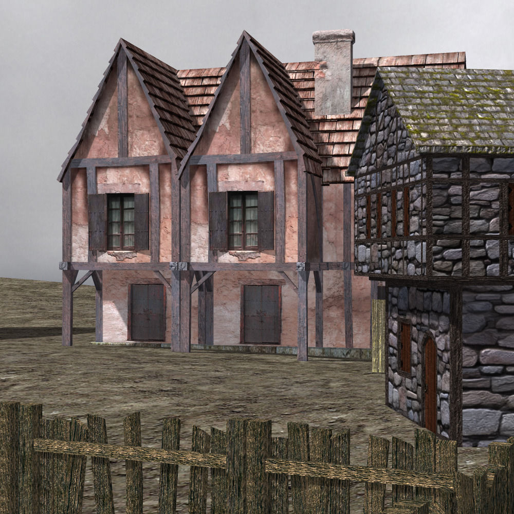 Medieval Village 3D model_9