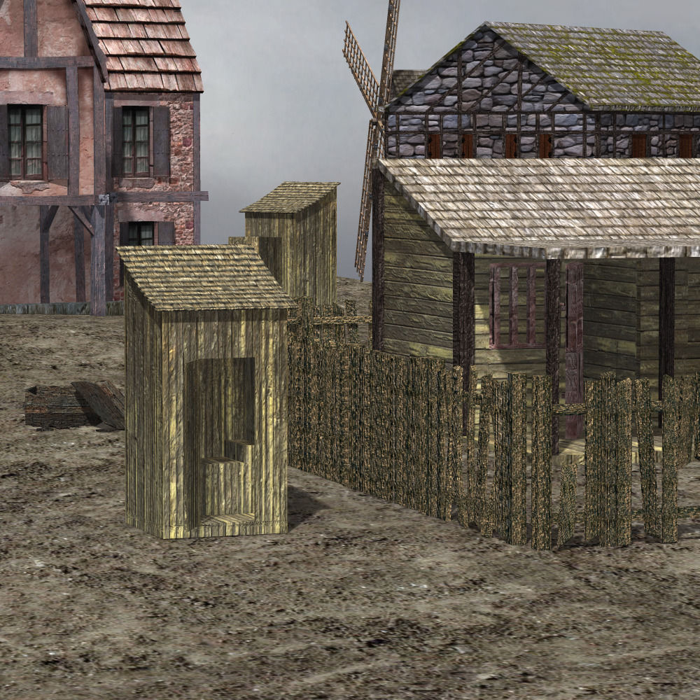 Medieval Village 3D model_10
