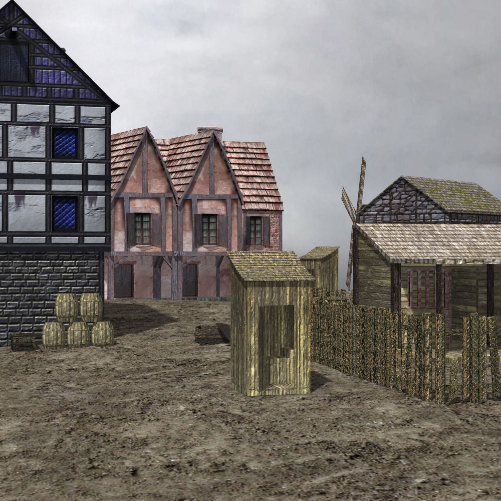Medieval Village 3D model_3