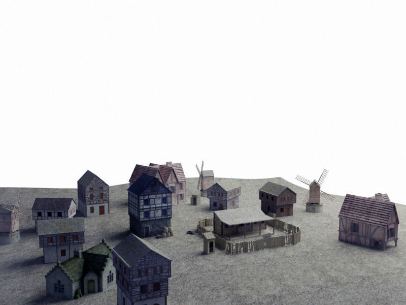 Medieval Village 3D model_13