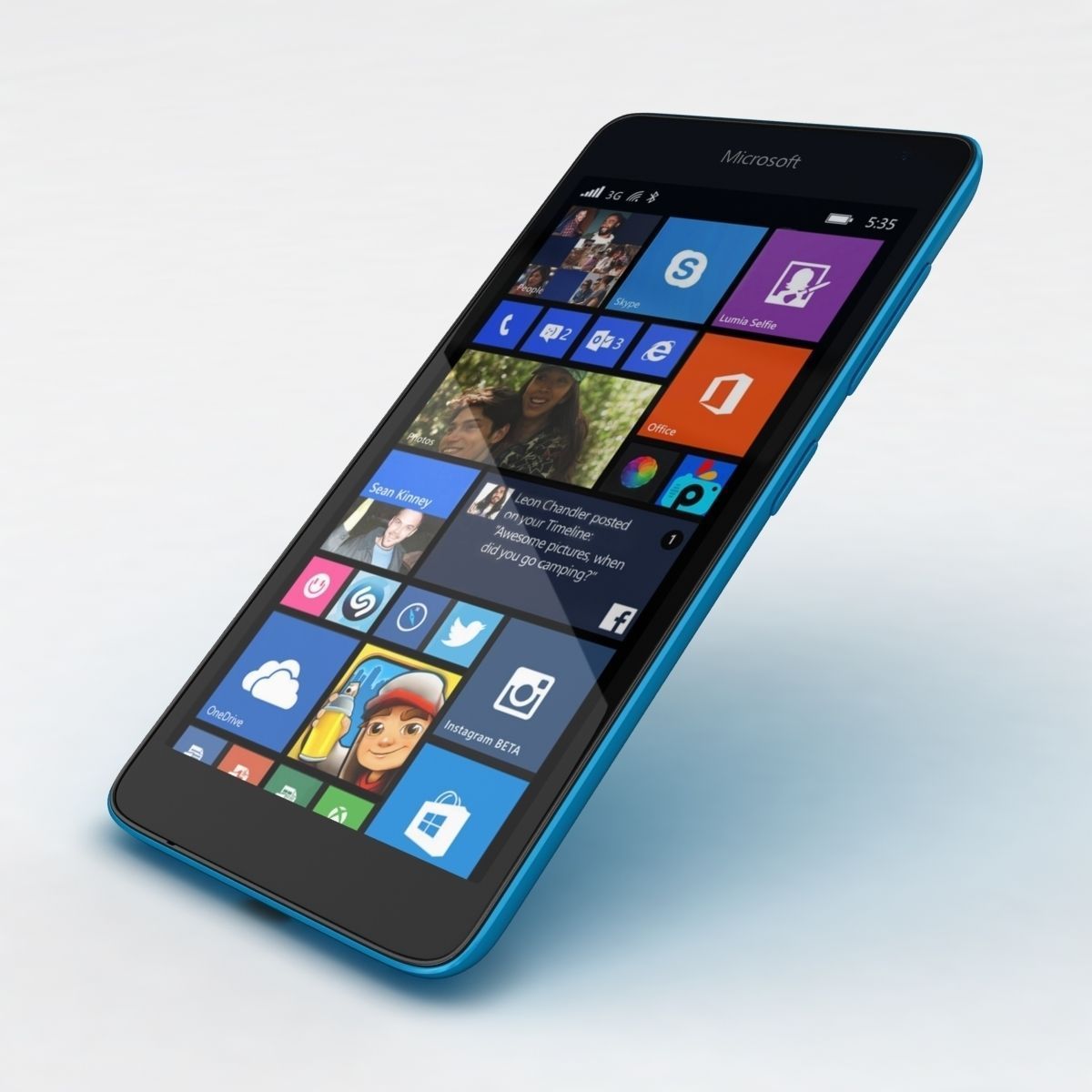 Microsoft Lumia 535 and Dual SIM Blue Low-poly 3D model_17
