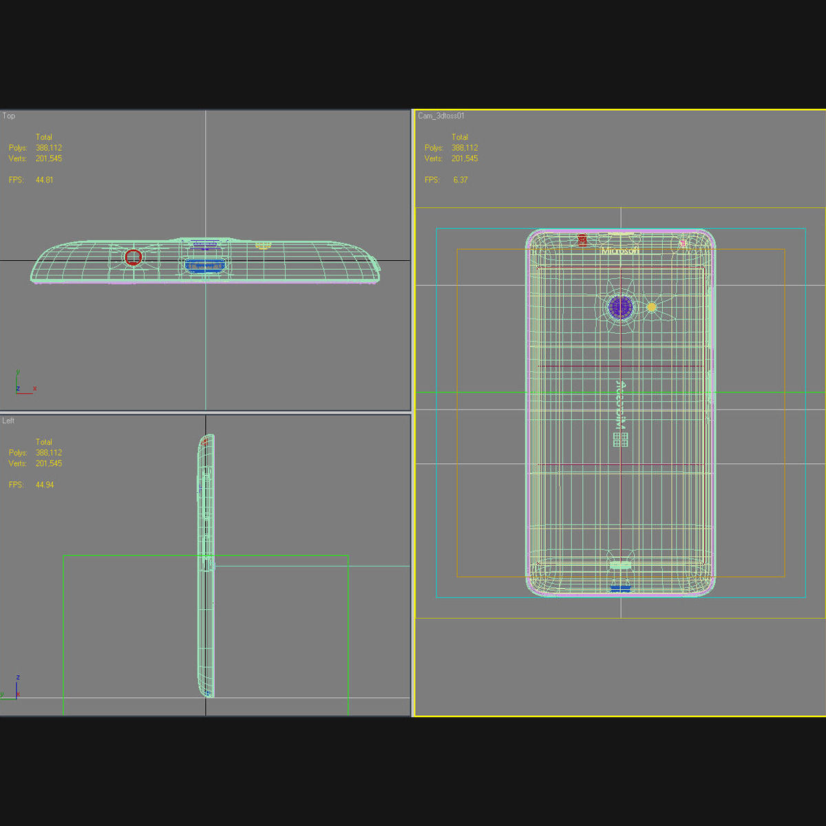 Microsoft Lumia 535 and Dual SIM Blue Low-poly 3D model_38