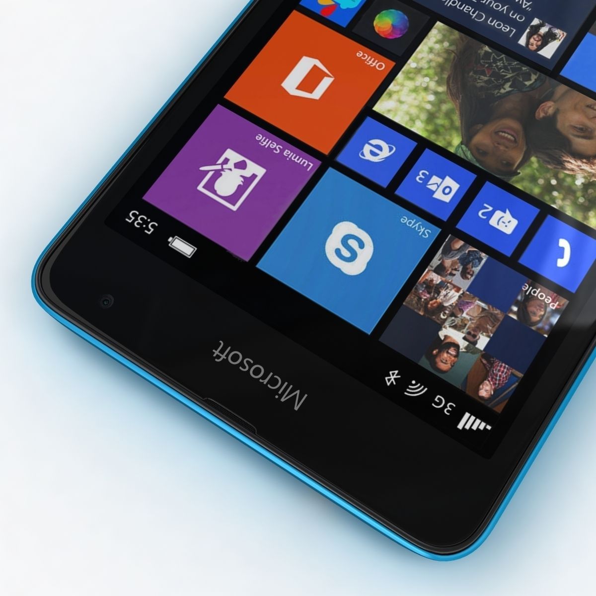 Microsoft Lumia 535 and Dual SIM Blue Low-poly 3D model_8