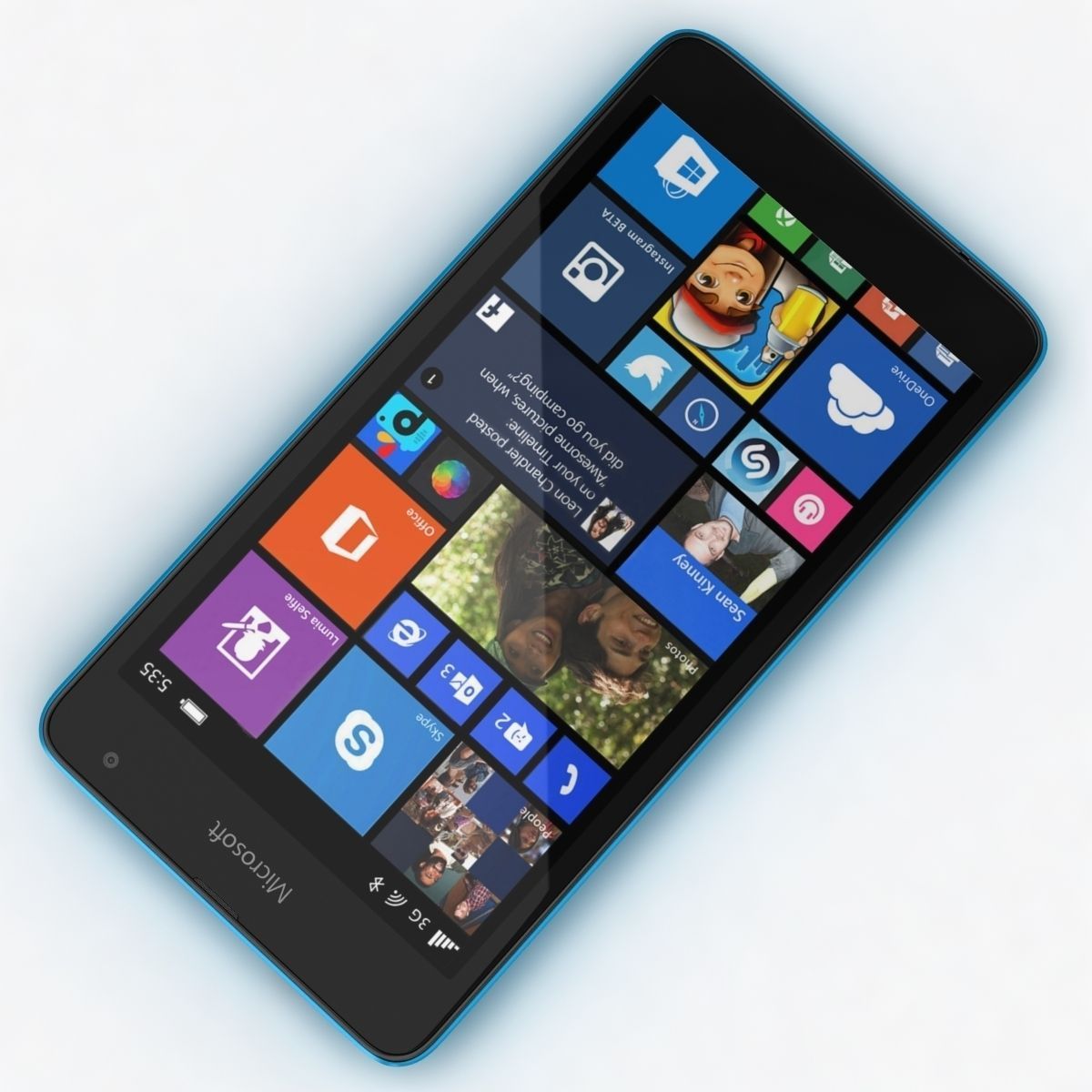 Microsoft Lumia 535 and Dual SIM Blue Low-poly 3D model_6