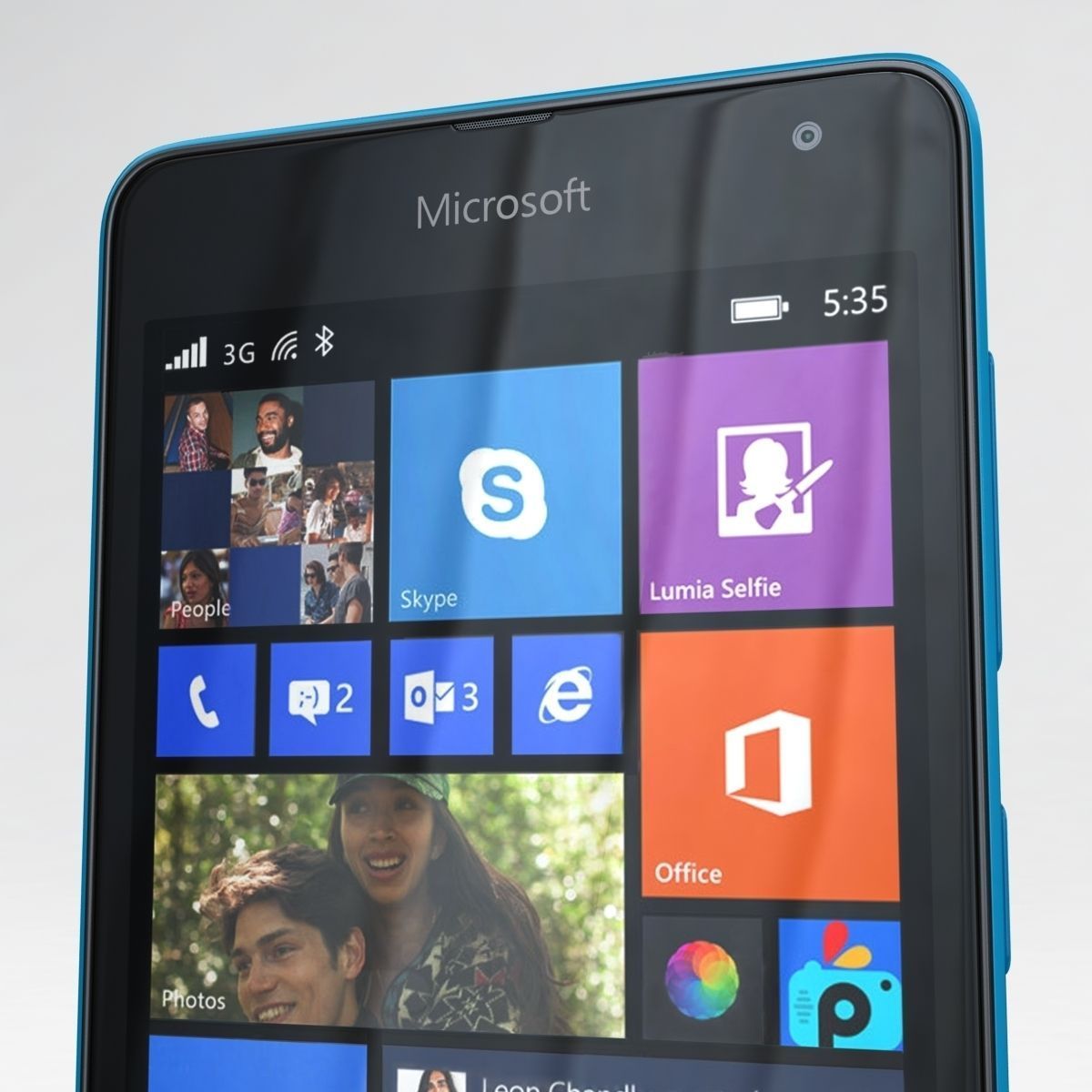 Microsoft Lumia 535 and Dual SIM Blue Low-poly 3D model_22