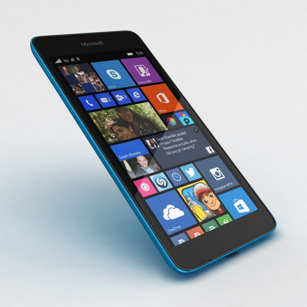 Microsoft Lumia 535 and Dual SIM Blue Low-poly 3D model_18