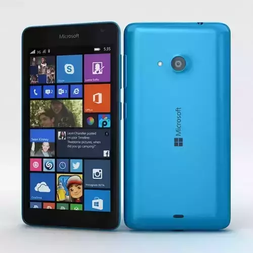 Microsoft Lumia 535 and Dual SIM Blue Low-poly 3D model