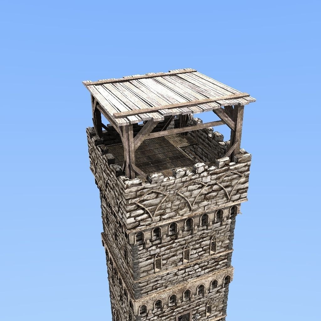 medieval watch  tower 1 3D model_2