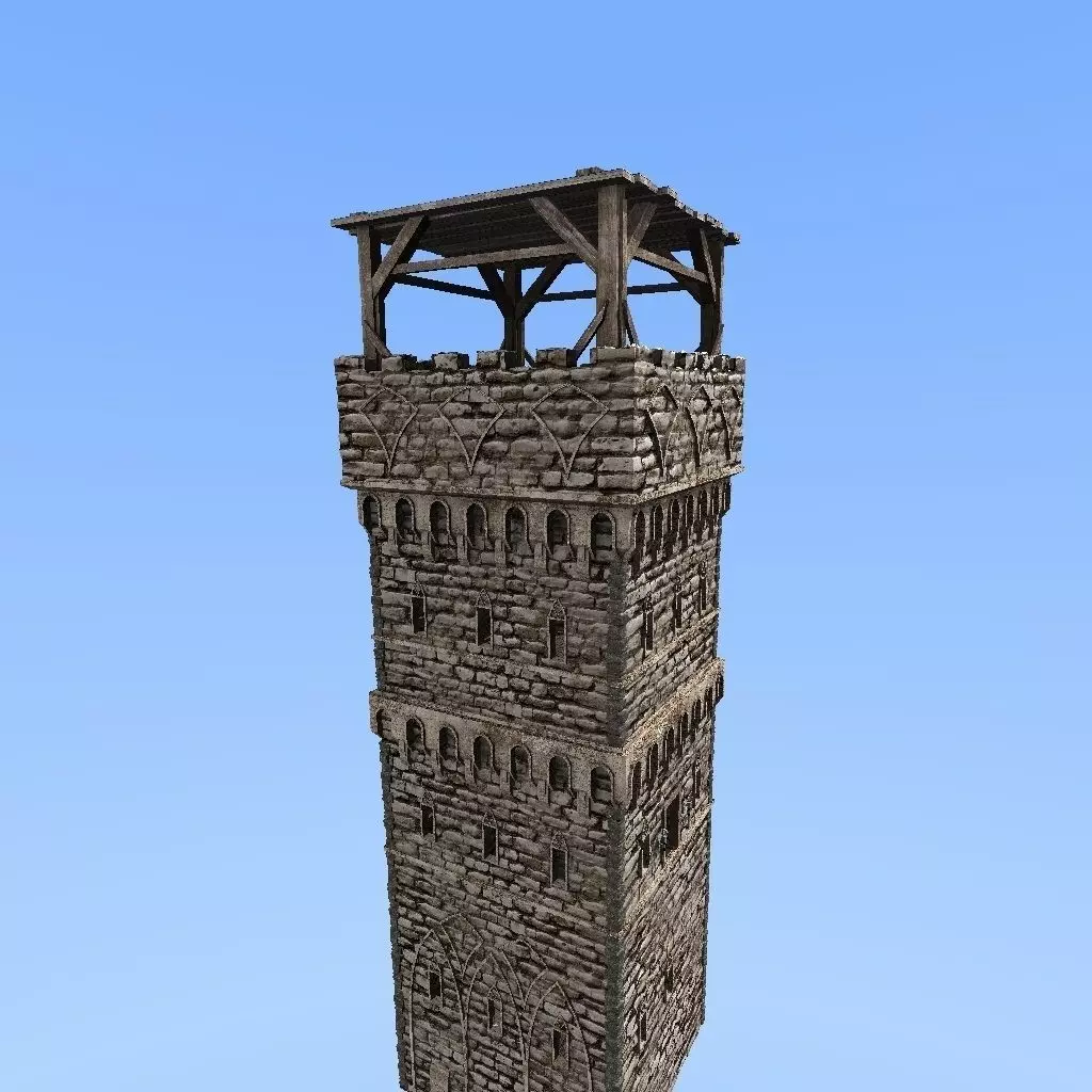 medieval watch  tower 1 3D model_0