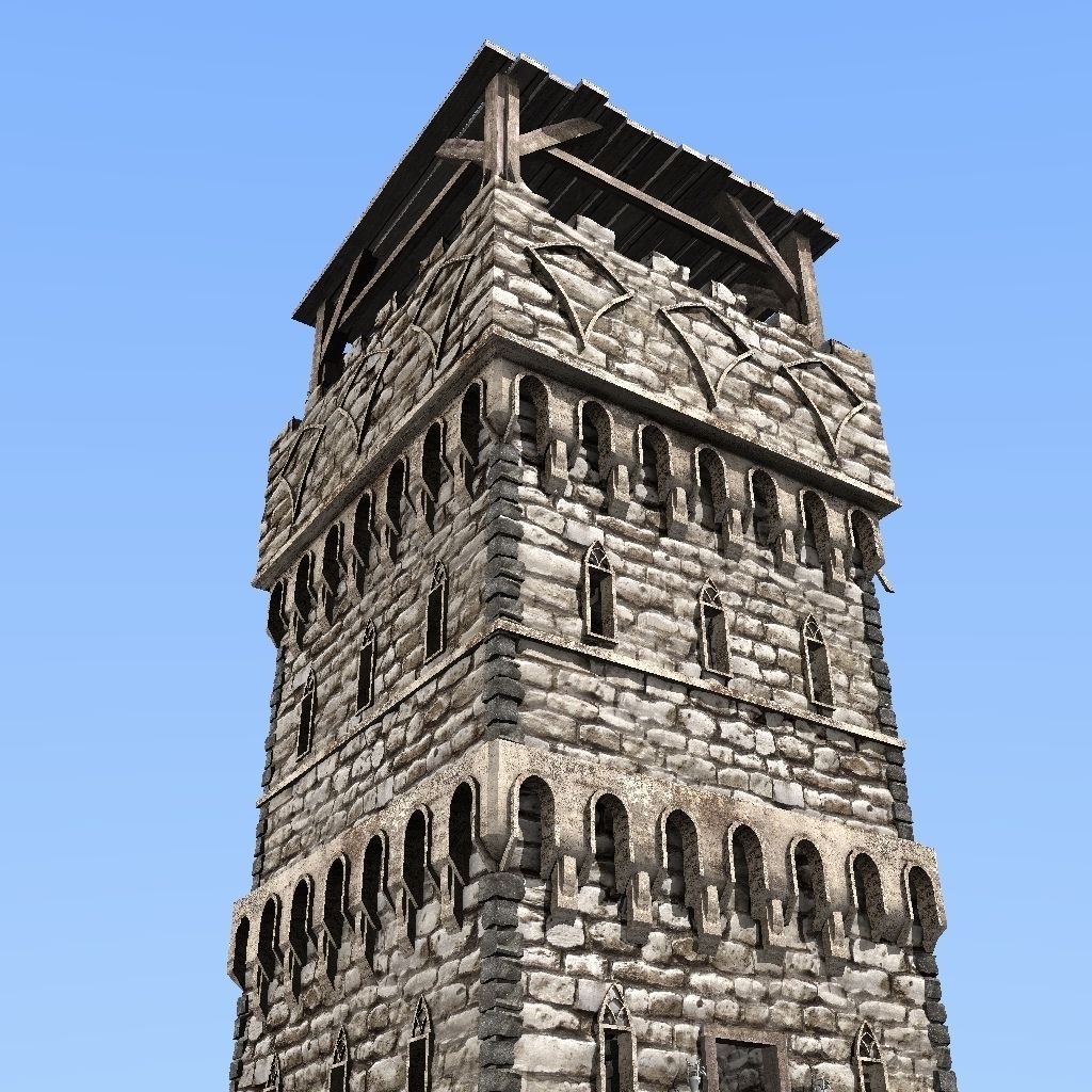 medieval watch  tower 1 3D model_3