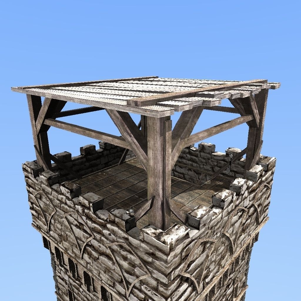 medieval watch  tower 1 3D model_4