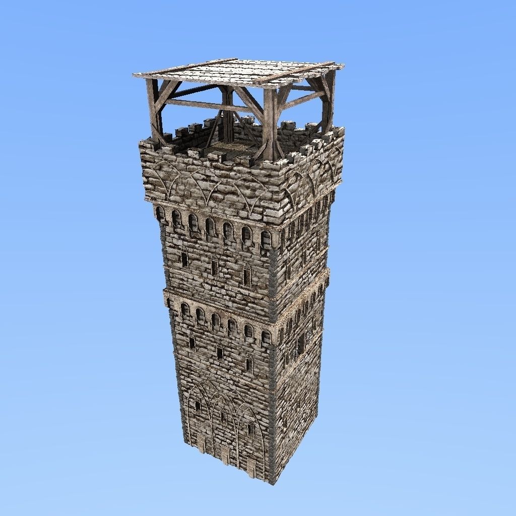 medieval watch  tower 1 3D model_1
