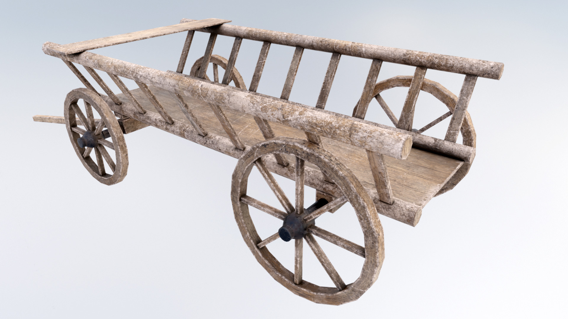 Wagon Wooden Low-poly 3D model_2