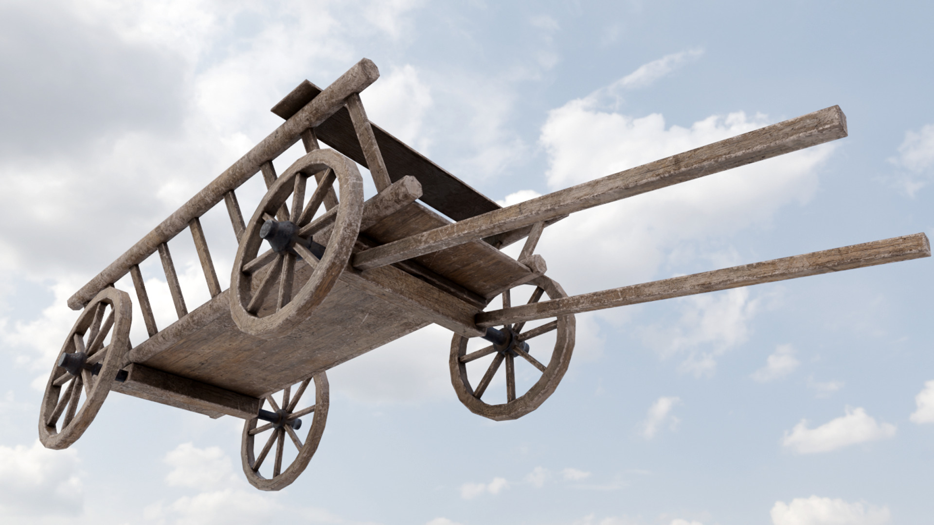 Wagon Wooden Low-poly 3D model_3