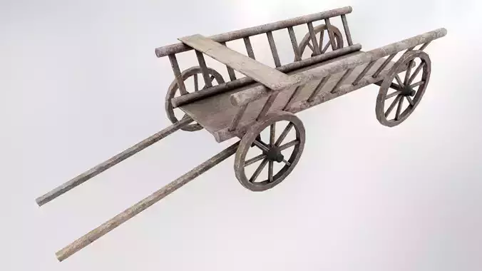 Wagon Wooden Low-poly 3D model