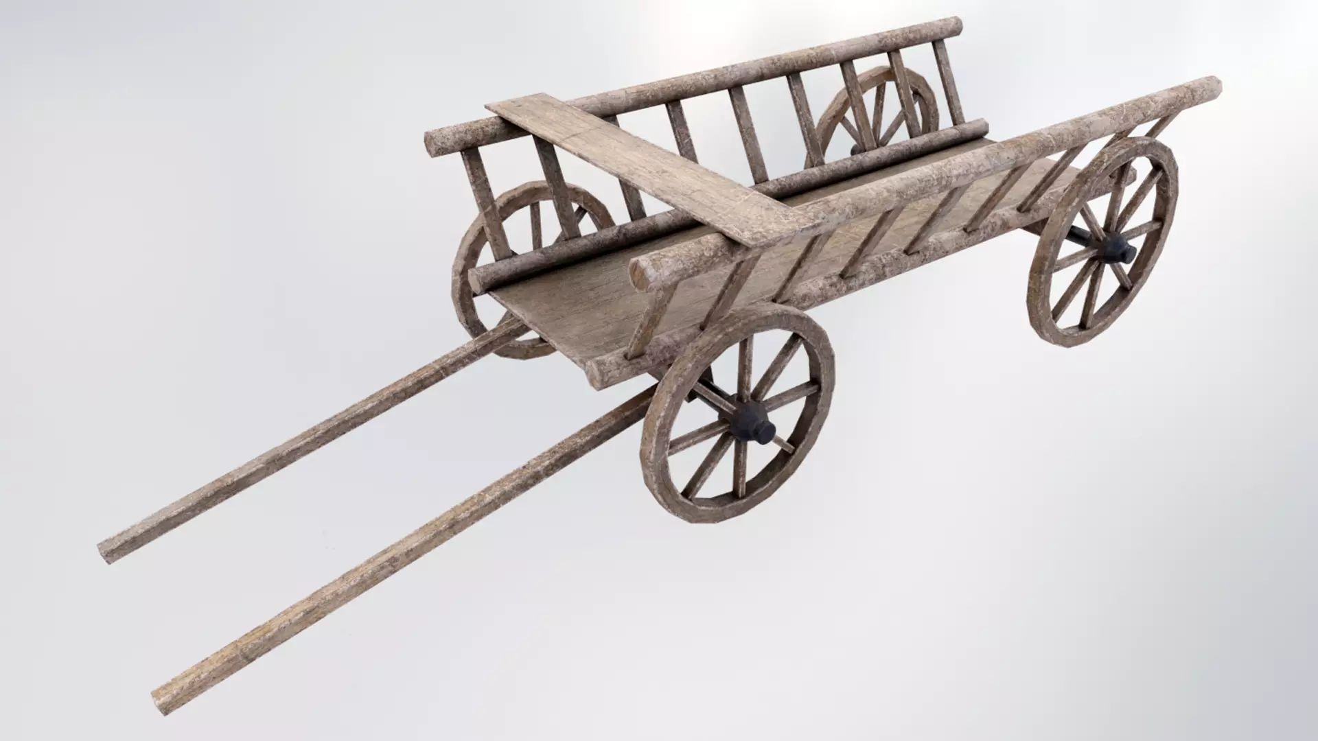 Wagon Wooden Low-poly 3D model_0