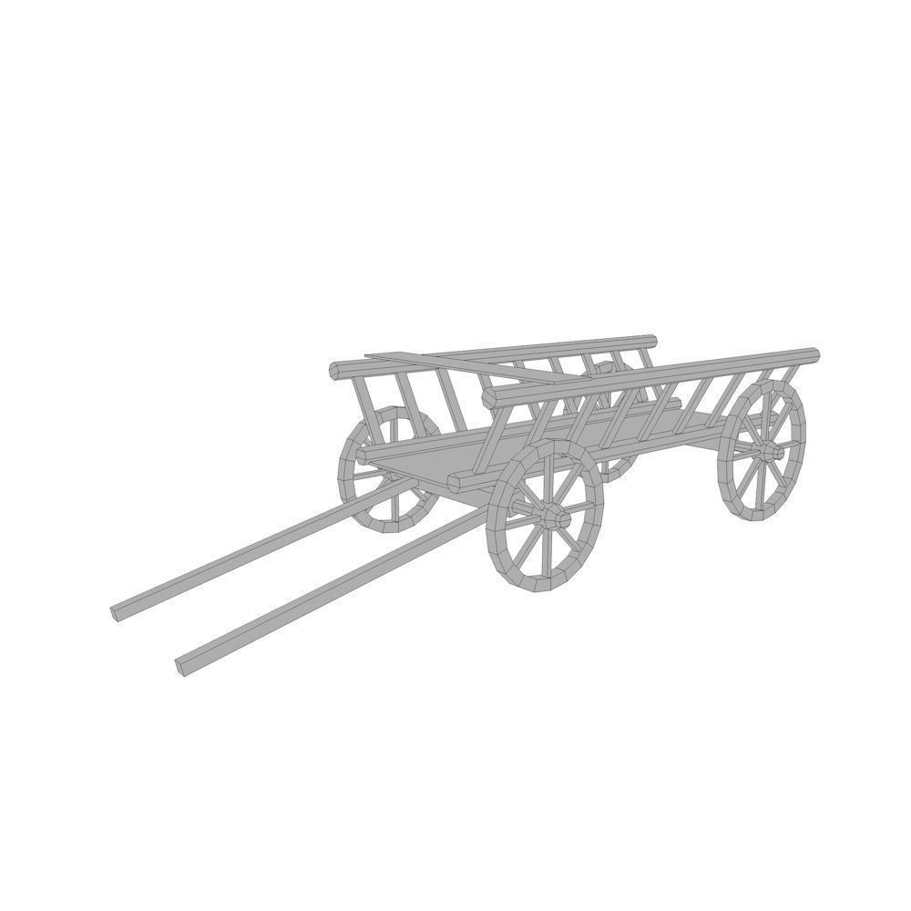 Wagon Wooden Low-poly 3D model_4
