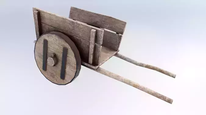 Wagon Wooden Cart Low-poly 3D model