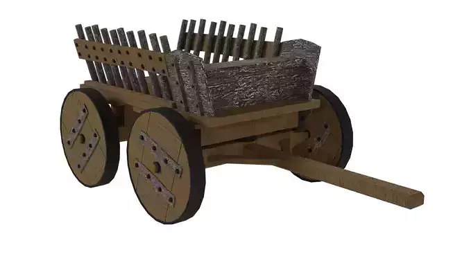 Wooden Wagon Low-poly 3D model