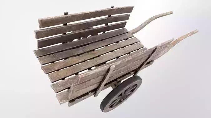 Wooden Wagon Low-poly 3D model