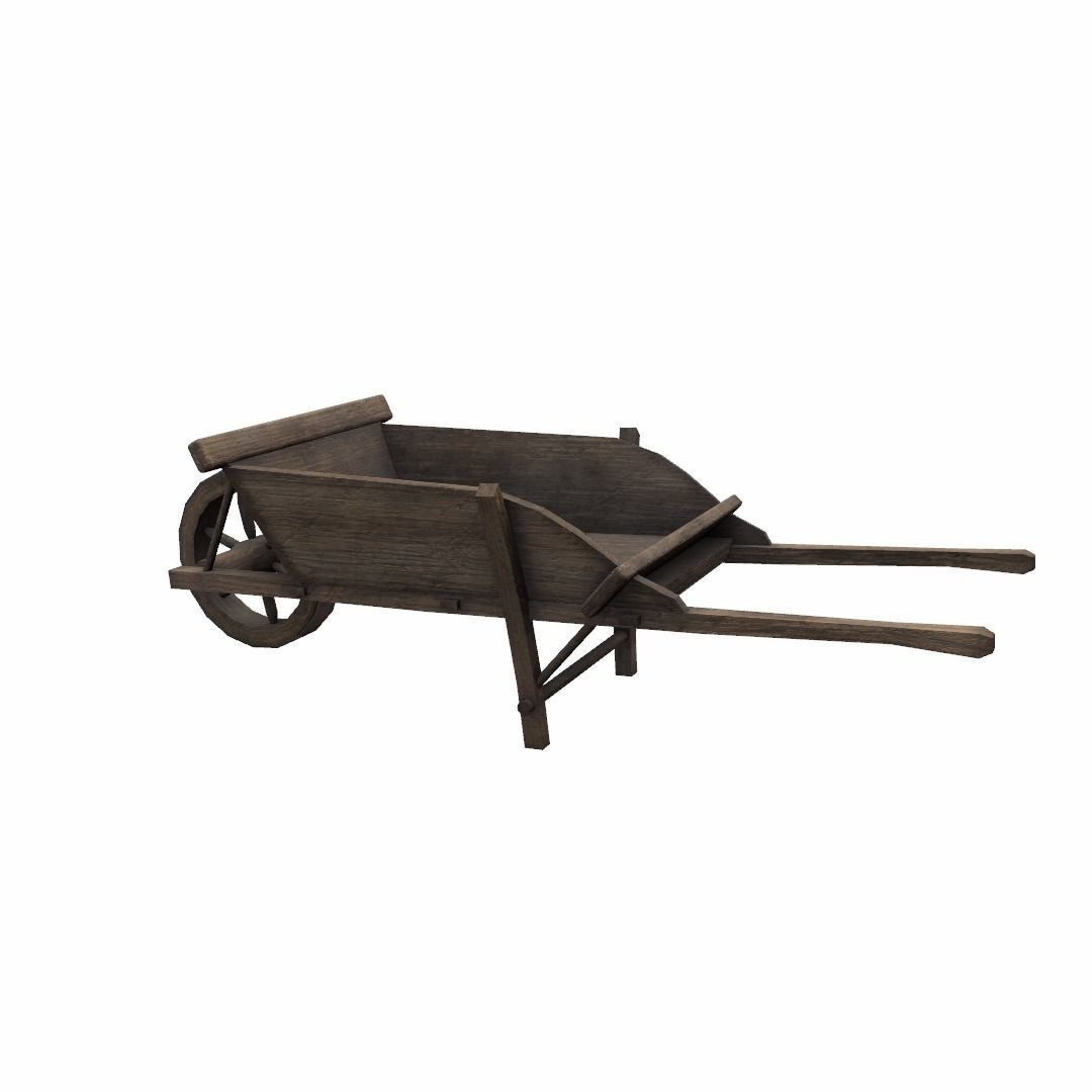 Wheel barrow Low-poly 3D model_6