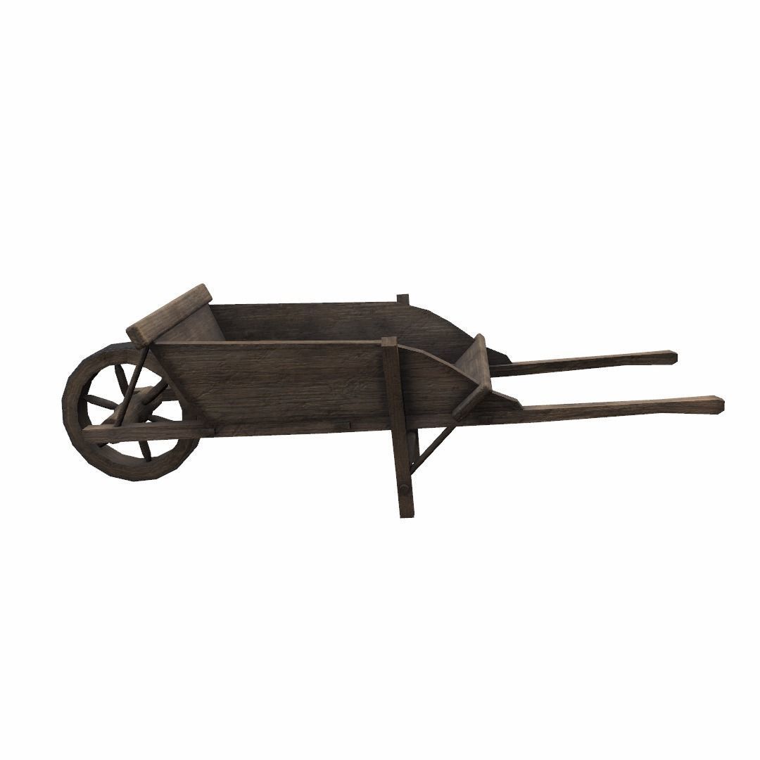 Wheel barrow Low-poly 3D model_7
