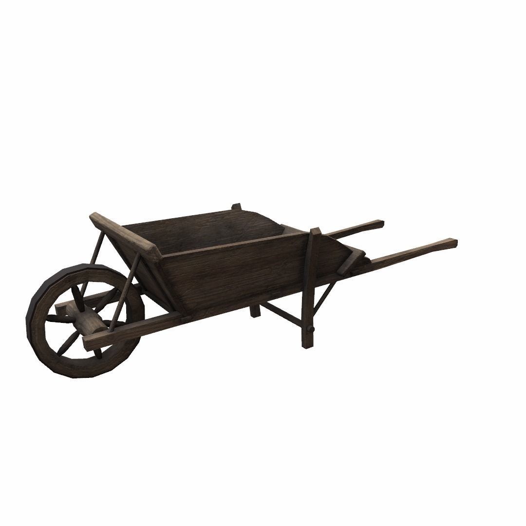 Wheel barrow Low-poly 3D model_8