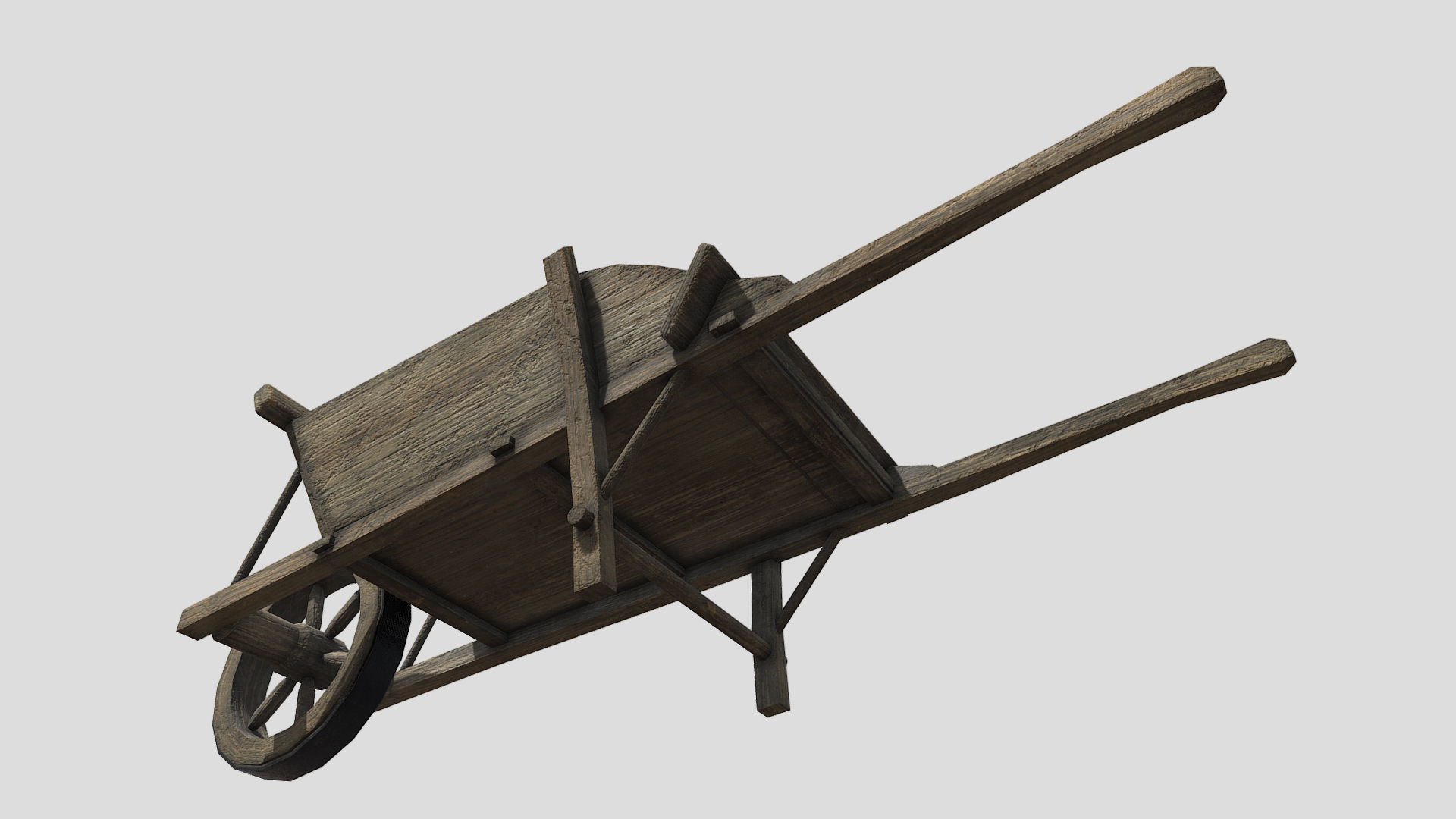Wheel barrow Low-poly 3D model_1
