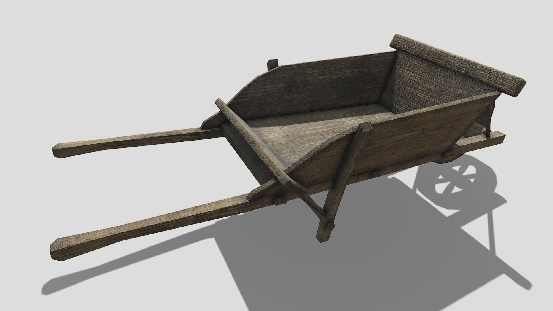 Wheel barrow Low-poly 3D model_3