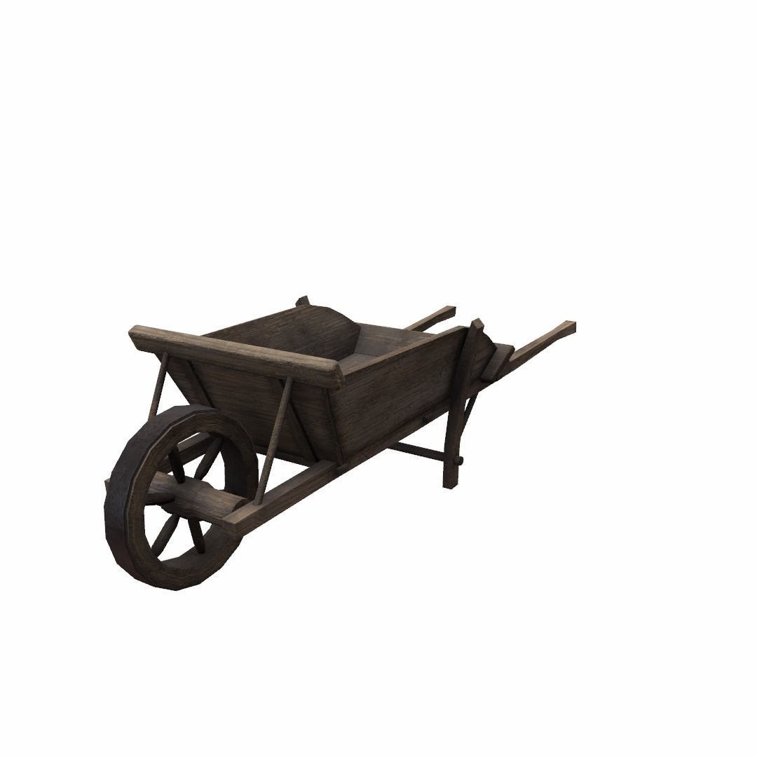 Wheel barrow Low-poly 3D model_9