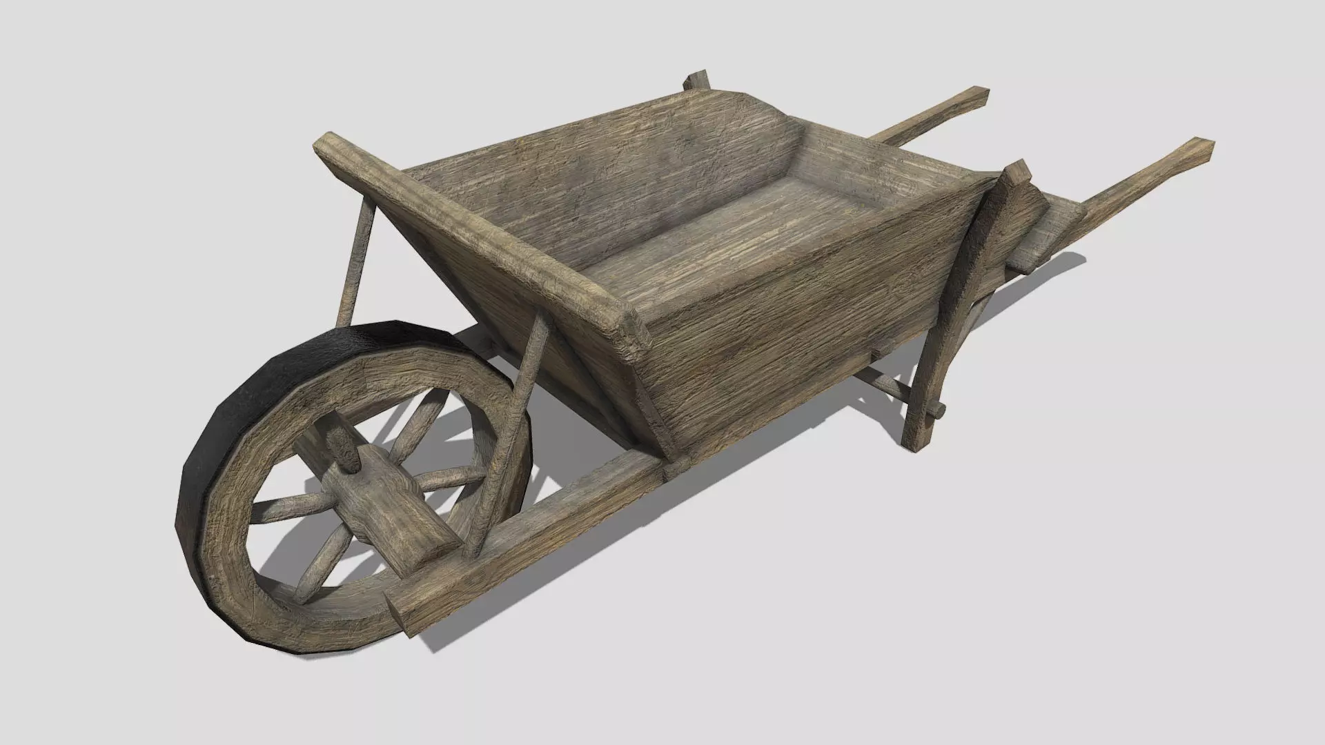 Wheel barrow Low-poly 3D model_0