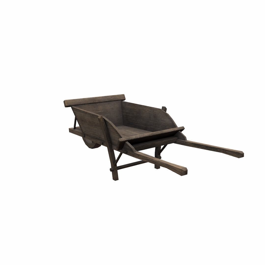 Wheel barrow Low-poly 3D model_14