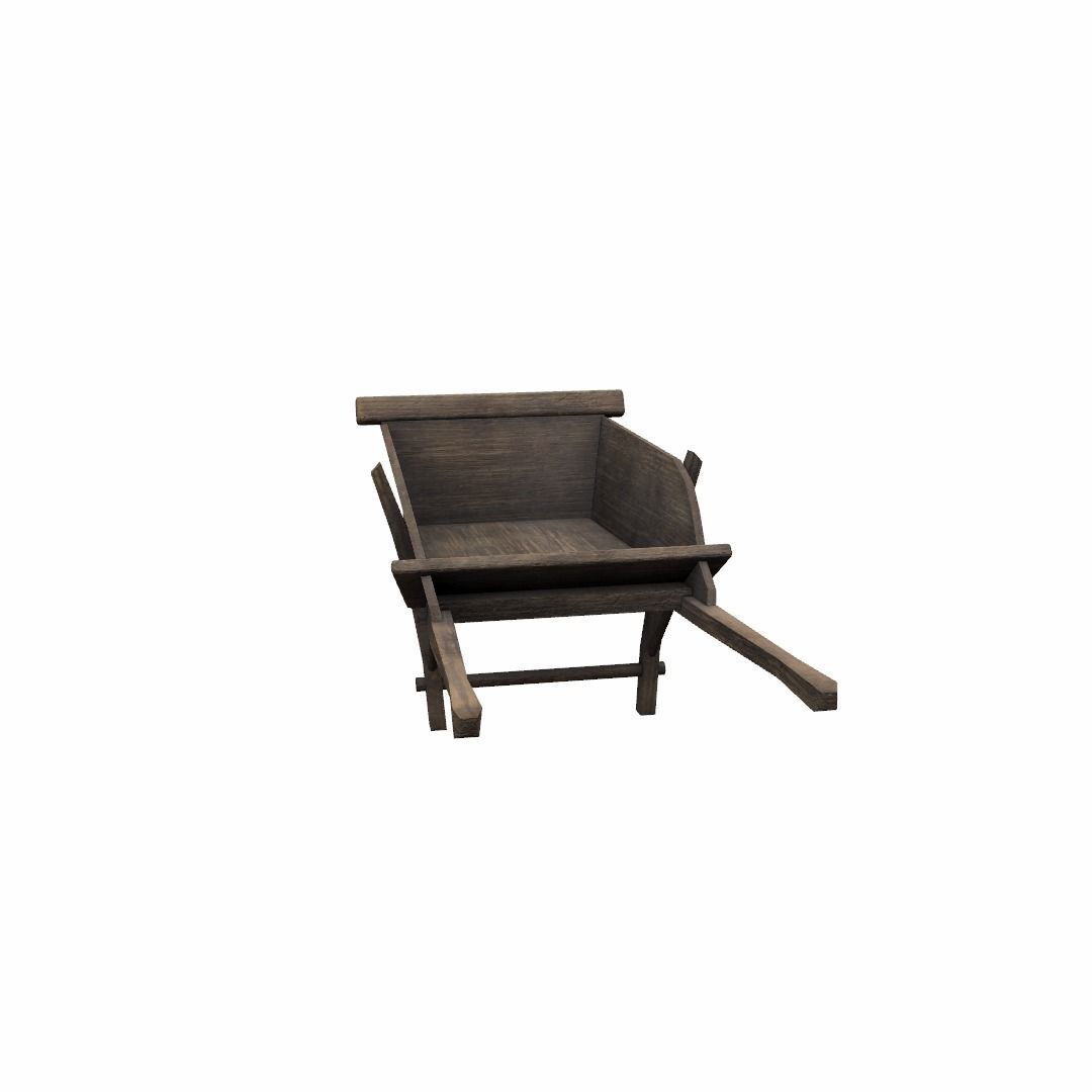 Wheel barrow Low-poly 3D model_13