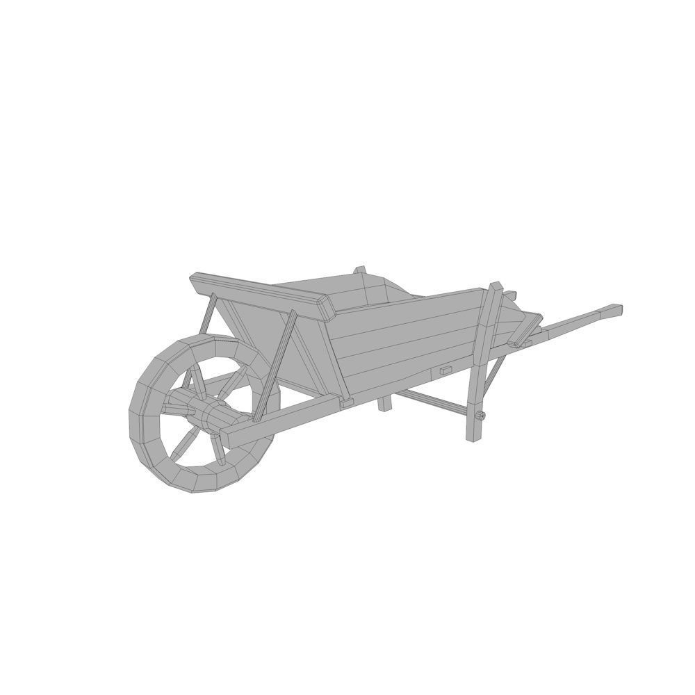 Wheel barrow Low-poly 3D model_4