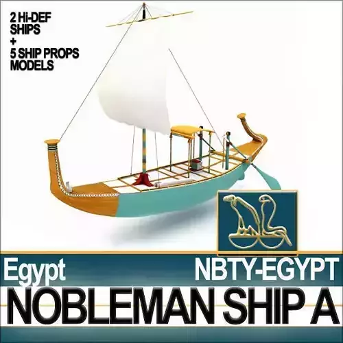 Ancient Egyptian Nobleman Ship and Naval Props 3D model
